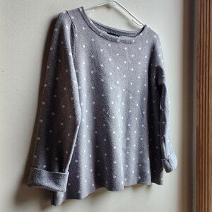 Cynthia Rowley Gray/White Polka Dot Wide Neck Sweater Size Medium